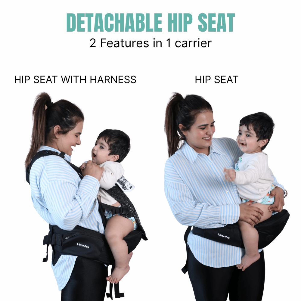 6-in-1 Ergonomic Baby Carrier with Detachable Hip Seat – Blue & Black (4–24 Months)