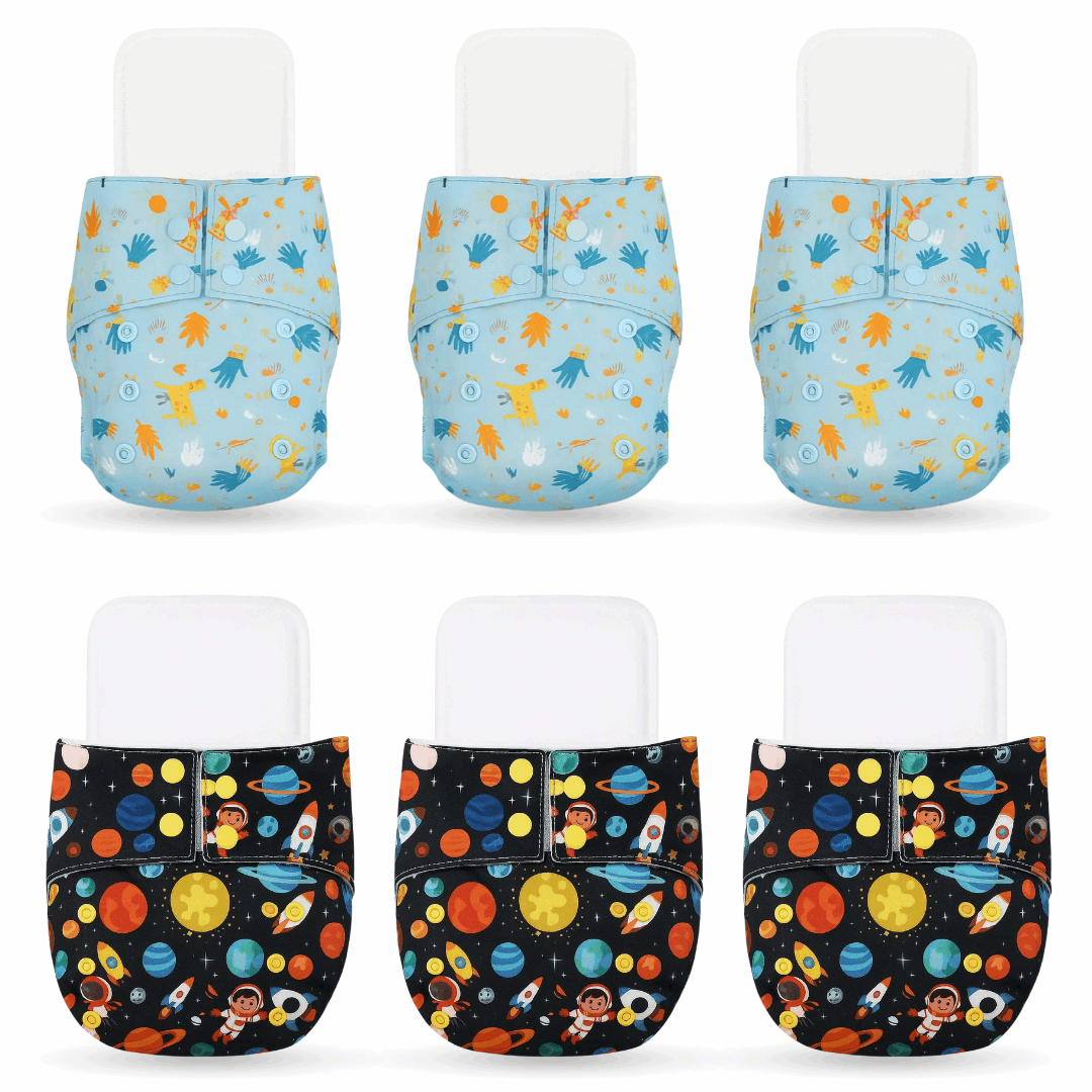 Reusable Cloth Diapers (Pack of 6) – Leak-Proof pack of 6 multicolour set - 05