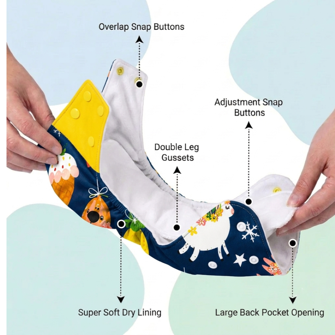 Reusable Cloth Diapers (Pack of 3) – Leak-Proof