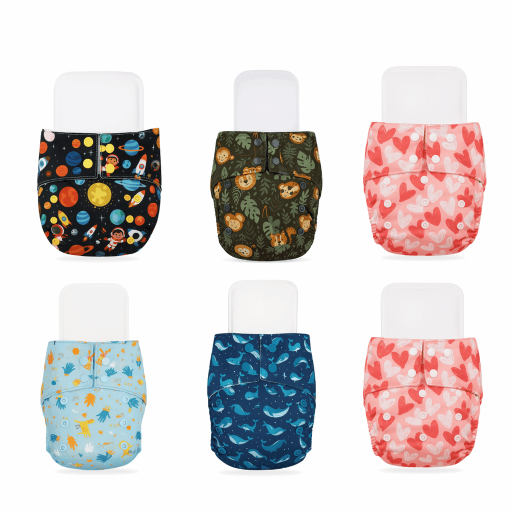 Little Pea Adjustable Cloth Diapers Pack of 6 (3 Months to 3 Years)