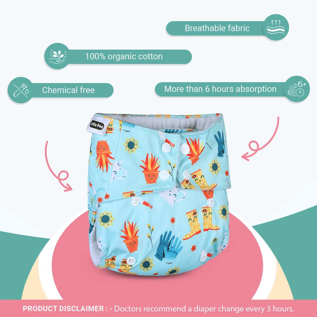Little Pea Adjustable Cloth Diapers Pack of 2 (3 Months to 3 Years)