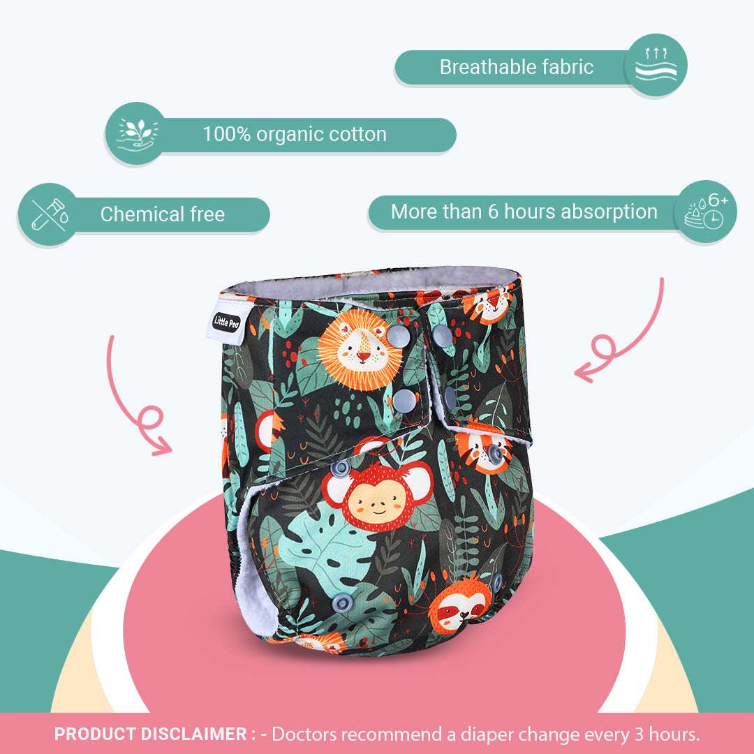 Little Pea Adjustable Cloth Diapers Pack of 2 (3 Months to 3 Years)