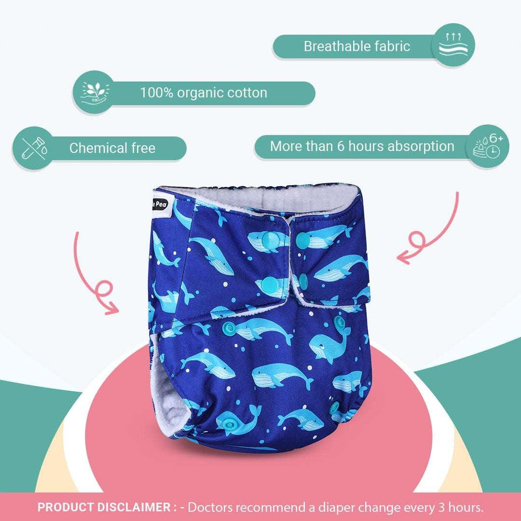 Little Pea Adjustable Cloth Diapers Pack of 2 (3 Months to 3 Years)