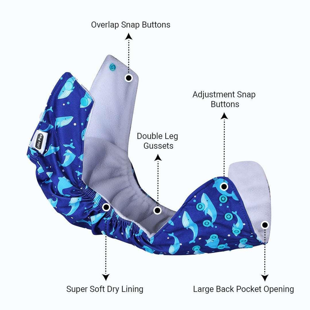 Little Pea Adjustable Cloth Diapers Pack of 2 (3 Months to 3 Years)