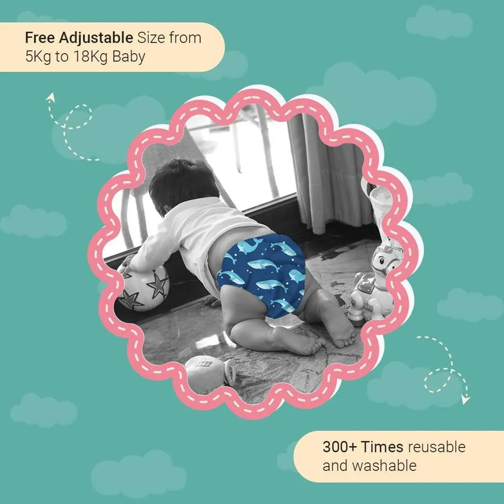 Little Pea Adjustable Cloth Diapers Pack of 2 (3 Months to 3 Years)