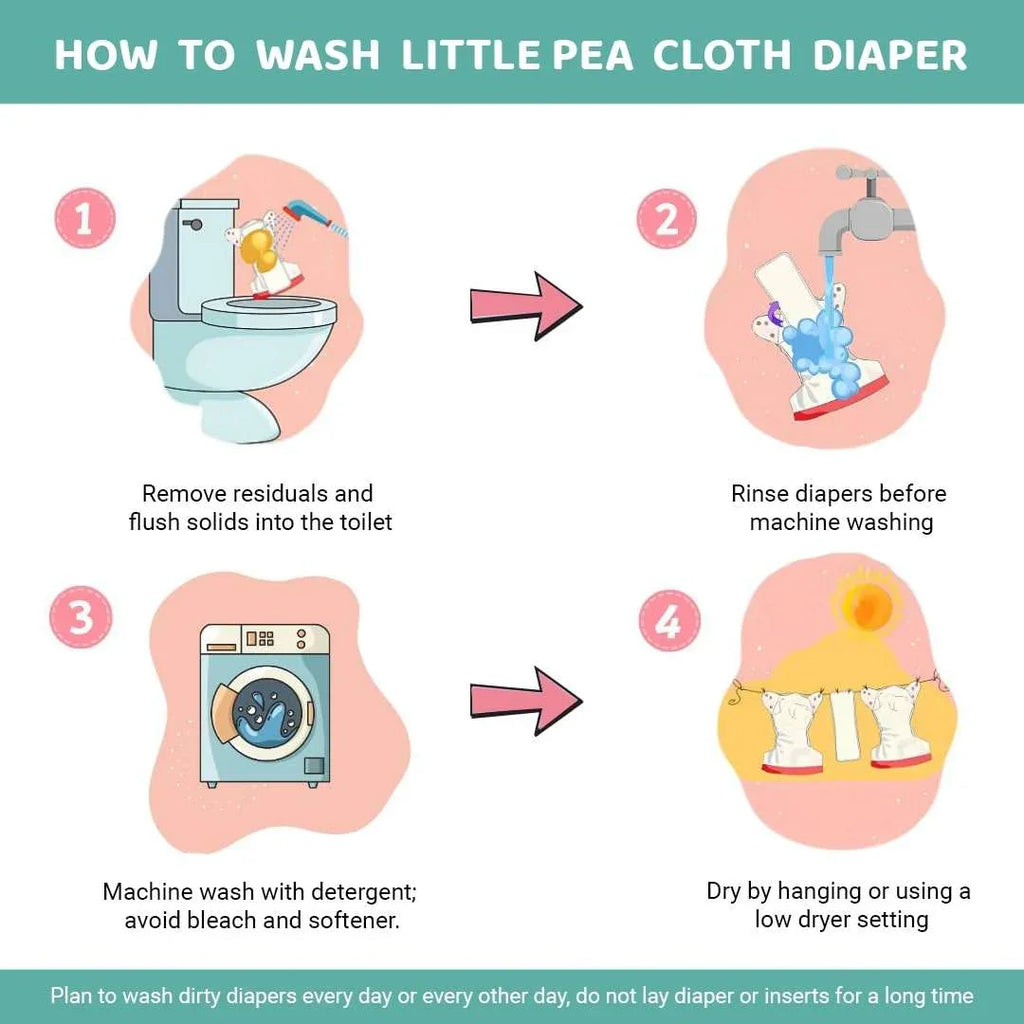Little Pea Adjustable Cloth Diapers Pack of 2 (3 Months to 3 Years)