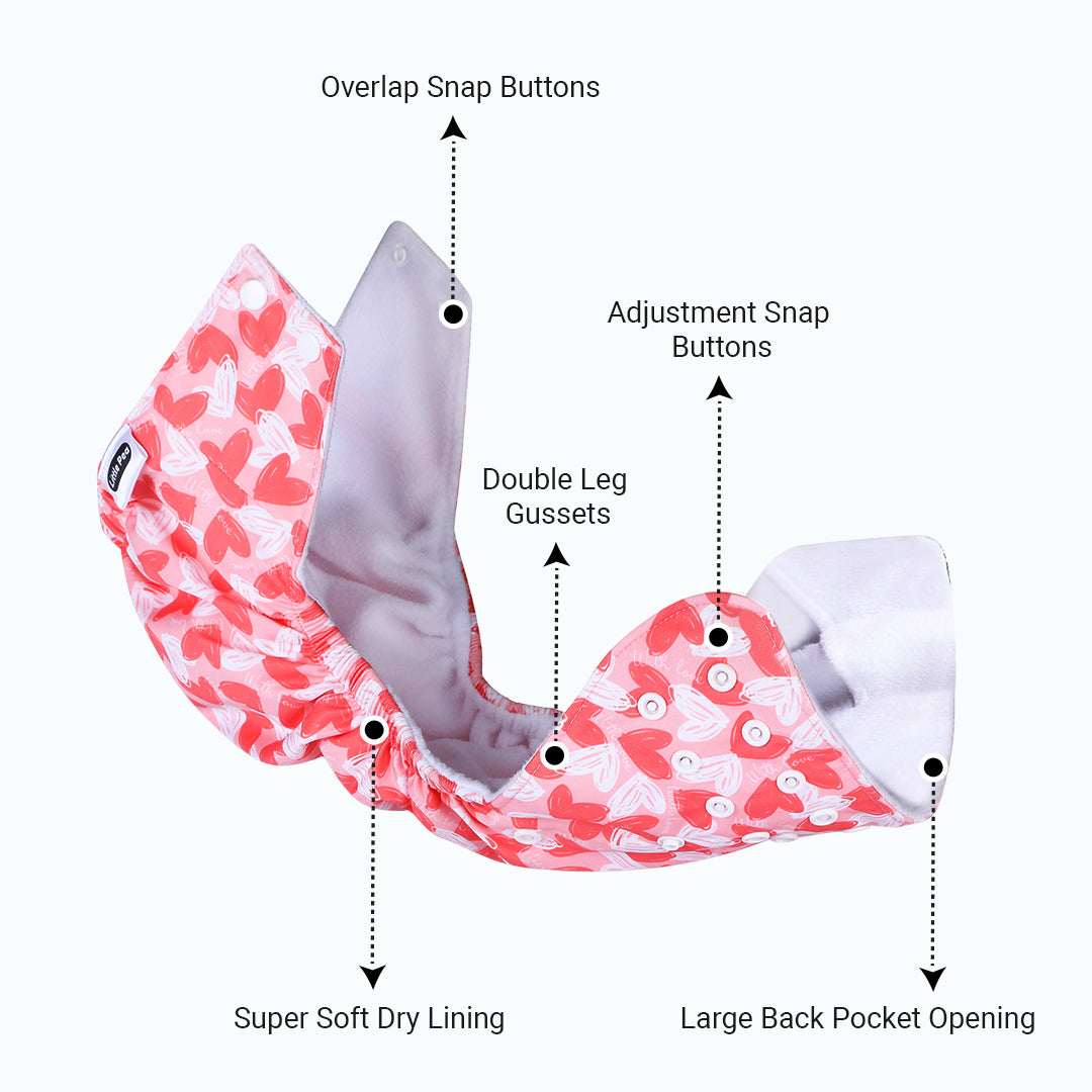 Little Pea Adjustable Cloth Diapers Pack of 6 (3 Months to 3 Years)