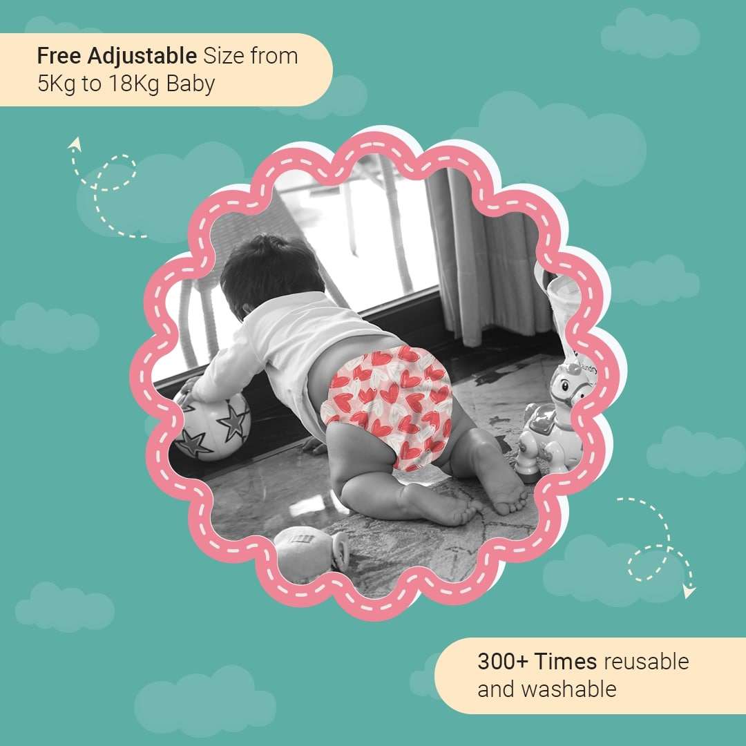 Little Pea Adjustable Cloth Diapers Pack of 2 (3 Months to 3 Years)