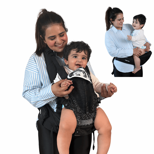 6-in-1 Ergonomic Baby Carrier with Detachable Hip Seat – Blue & Black (4–24 Months)