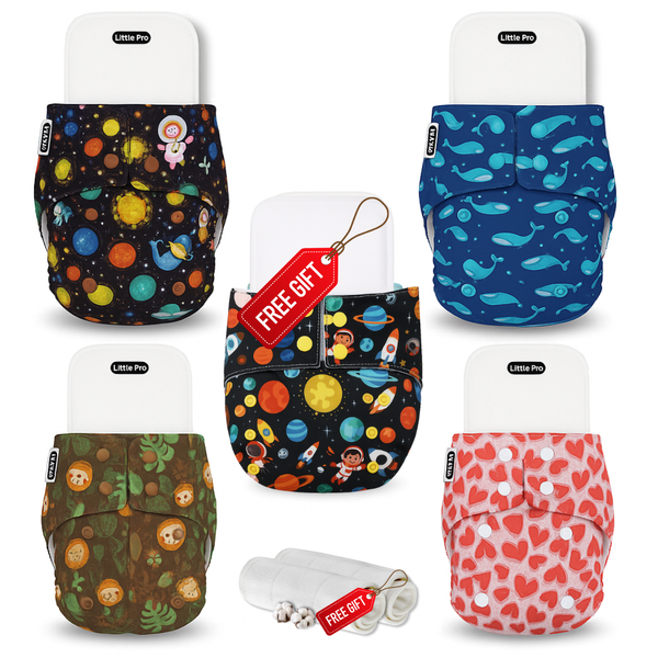 Buy 4 Get 1 Free – Premium Baby Cloth Diapers + Free Inserts