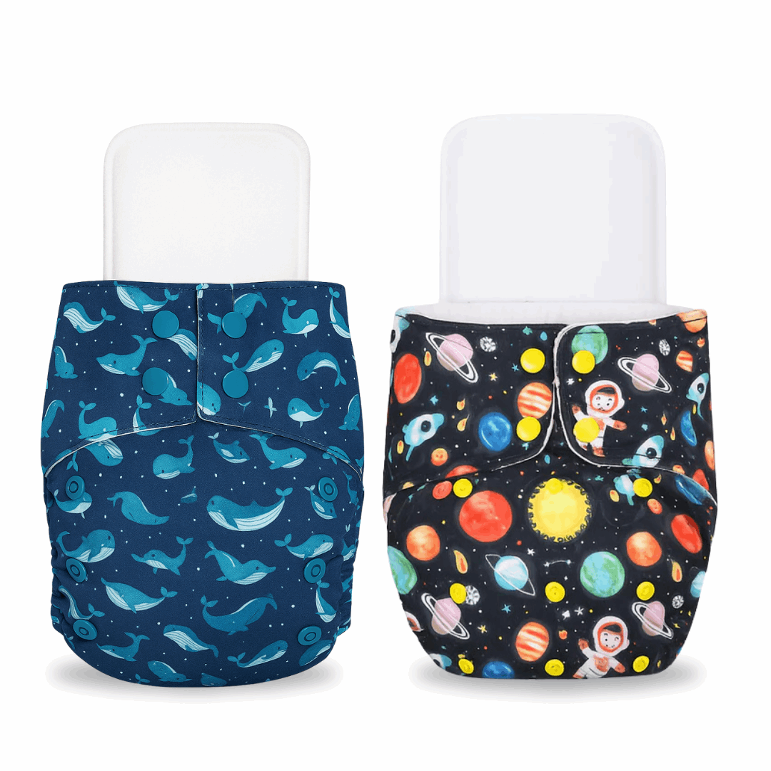 Little Pea Adjustable Cloth Diapers Pack of 2 (3 Months to 3 Years)