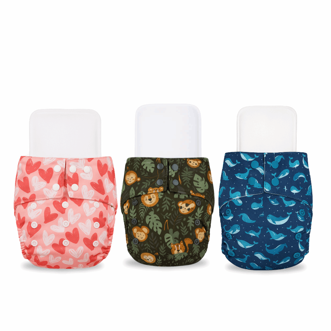 Little Pea Adjustable Cloth Diapers Pack of 3 (3 Months to 3 Years)