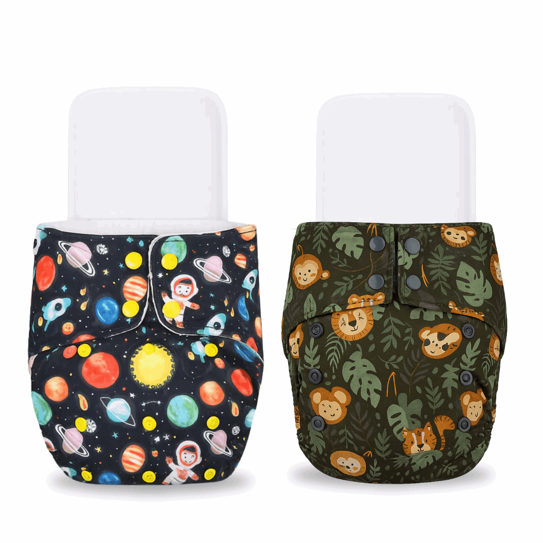 Little Pea Adjustable Cloth Diapers Pack of 2 (3 Months to 3 Years)