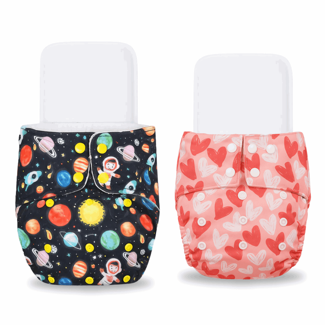 Little Pea Adjustable Cloth Diapers Pack of 2 (3 Months to 3 Years)