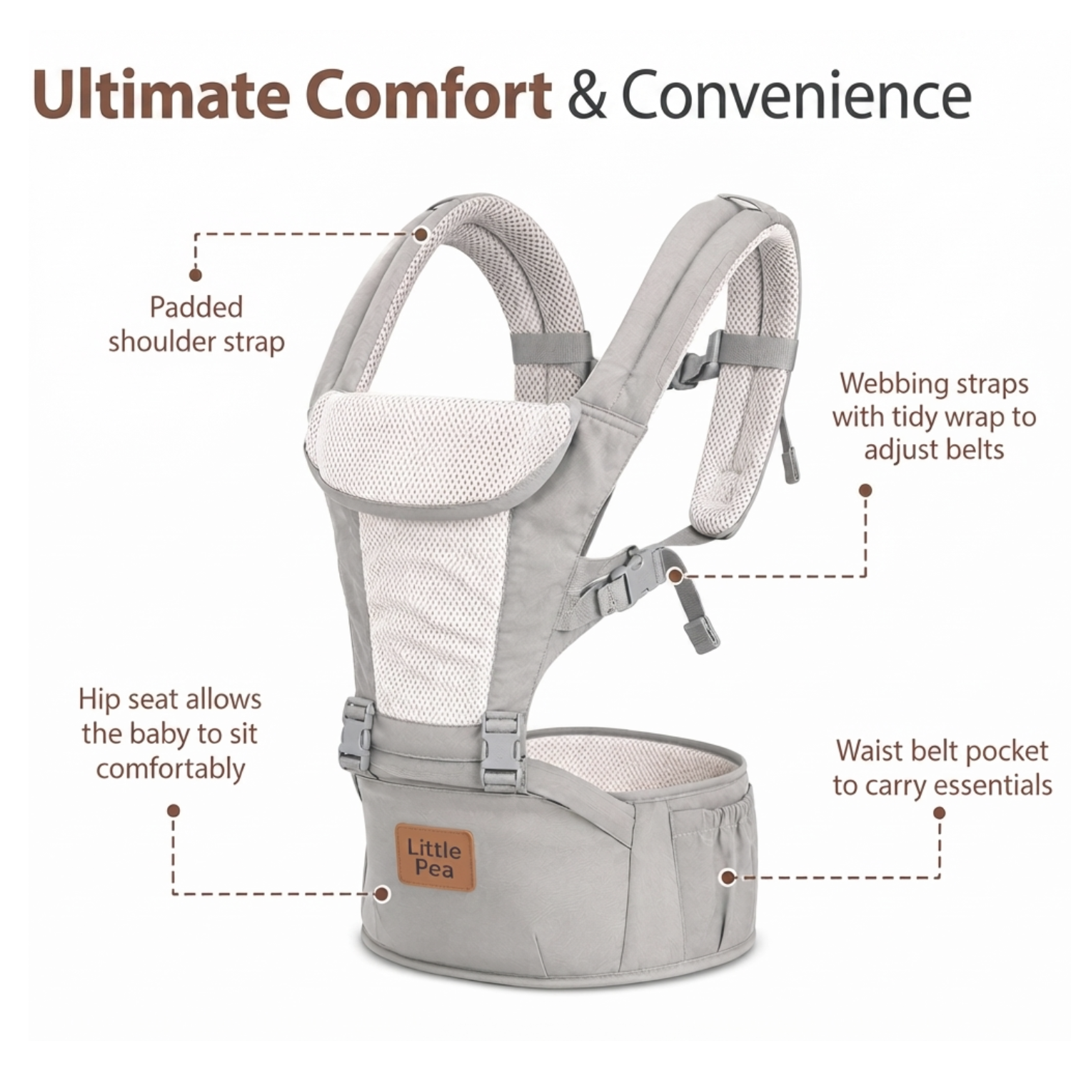 5 in 1 Hipseat carrier , Grey