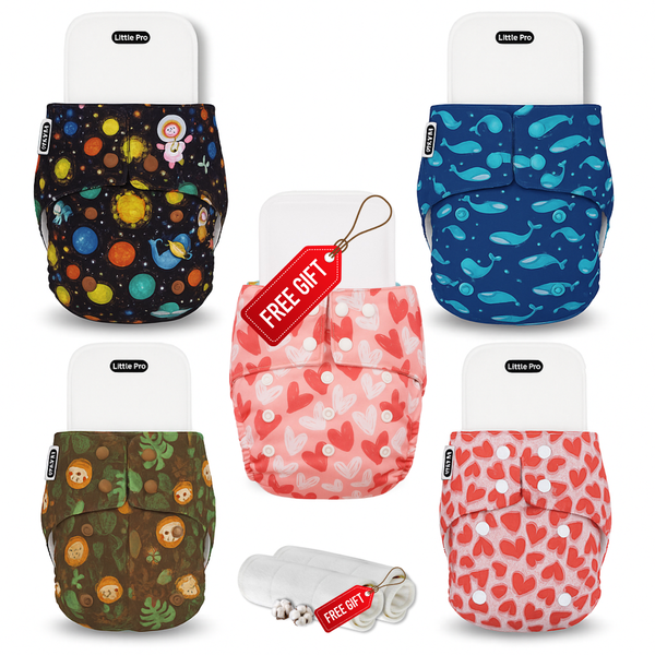 Buy 4 Get 1 Free – Premium Baby Cloth Diapers + Free Inserts