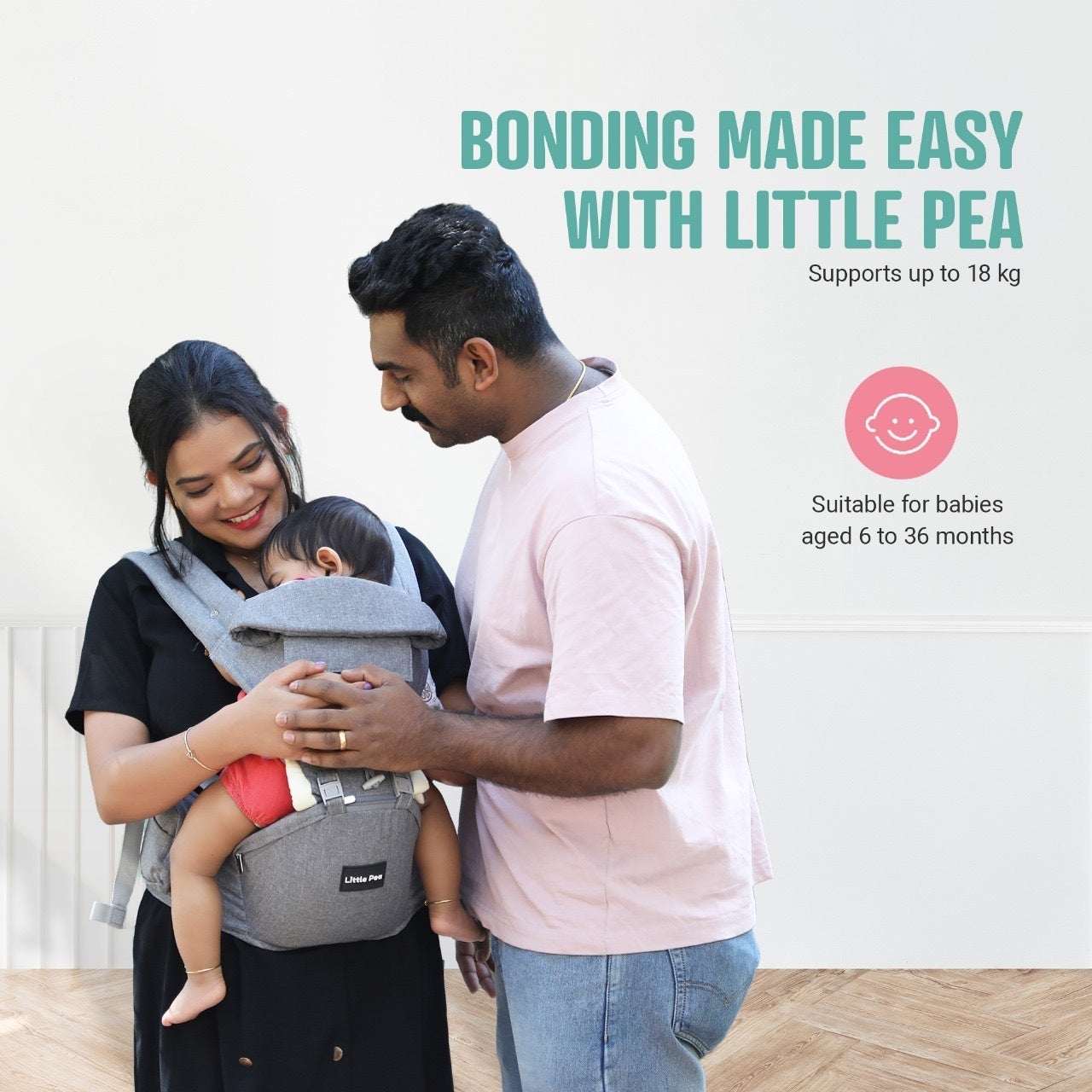 Blossom Baby Carrier – Adjustable, Detachable Hip Seat (4–36 Months, 18kg Max)