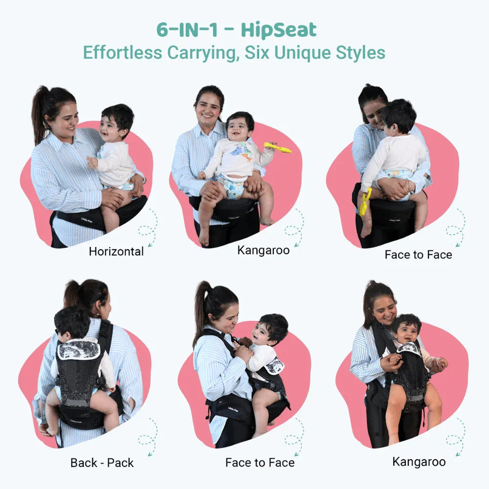 6-in-1 Ergonomic Baby Carrier with Detachable Hip Seat – Blue (4–24 Months)