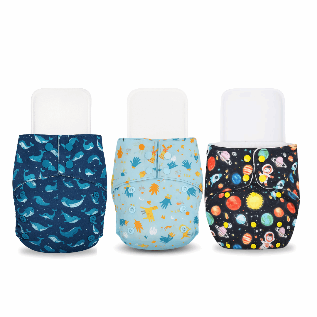 Little Pea Adjustable Cloth Diapers Pack of 3 (3 Months to 3 Years)