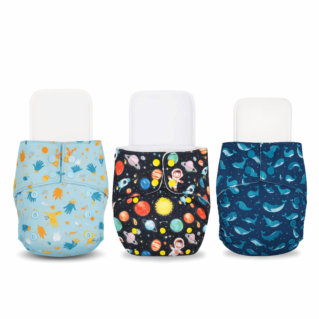 Little Pea Adjustable Cloth Diapers Pack of 3 (3 Months to 3 Years)