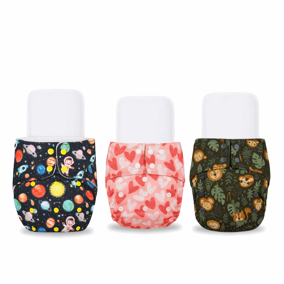 Little Pea Adjustable Cloth Diapers Pack of 3 (3 Months to 3 Years)