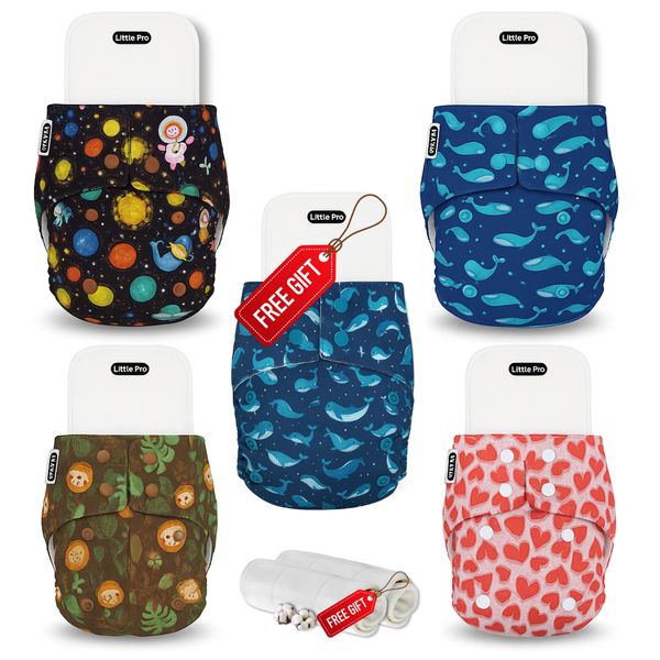 Buy 4 Get 1 Free – Premium Baby Cloth Diapers + Free Inserts