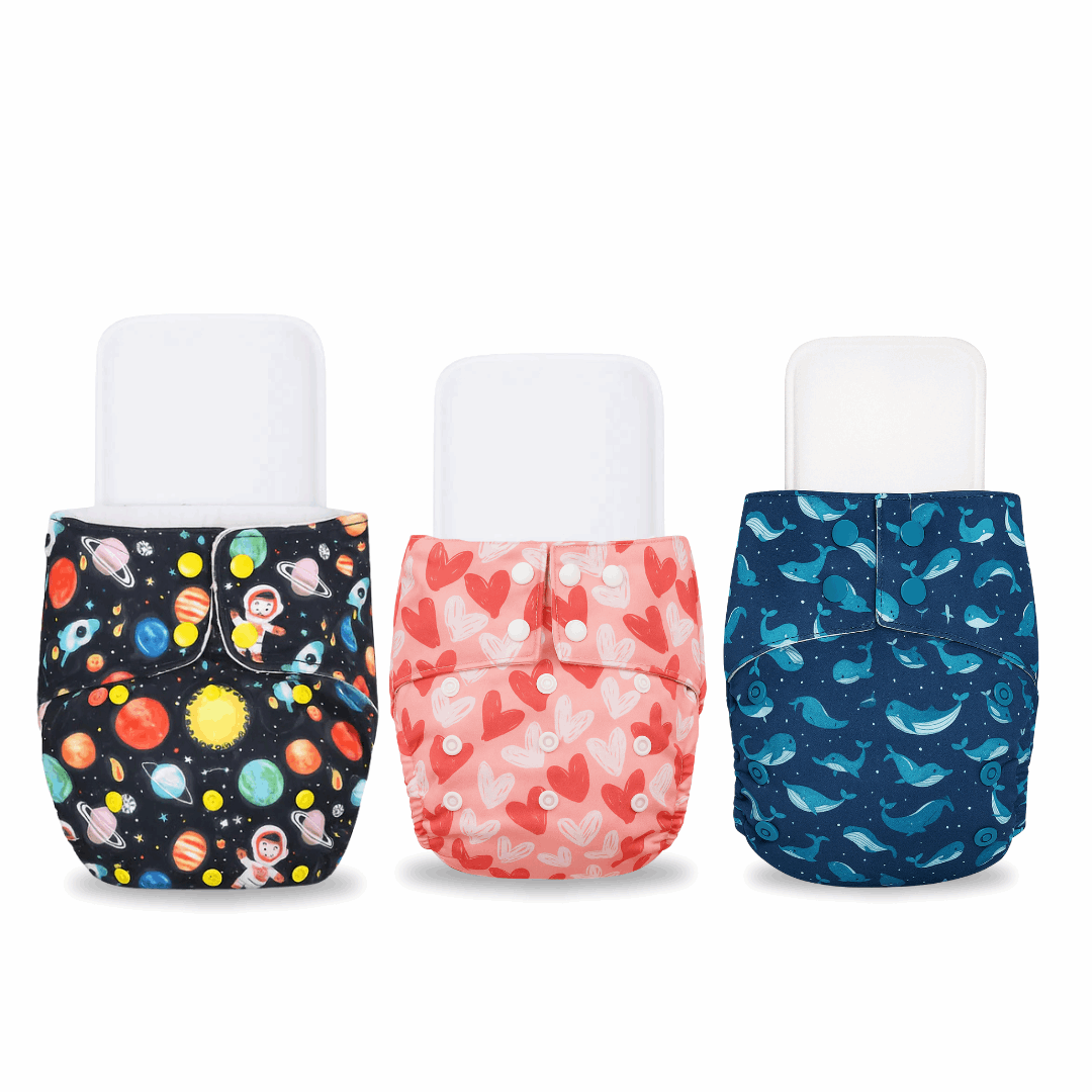 Little Pea Adjustable Cloth Diapers Pack of 3 (3 Months to 3 Years)