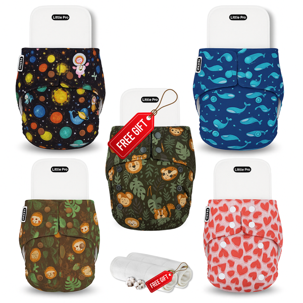 Buy 4 Get 1 Free – Premium Baby Cloth Diapers + Free Inserts