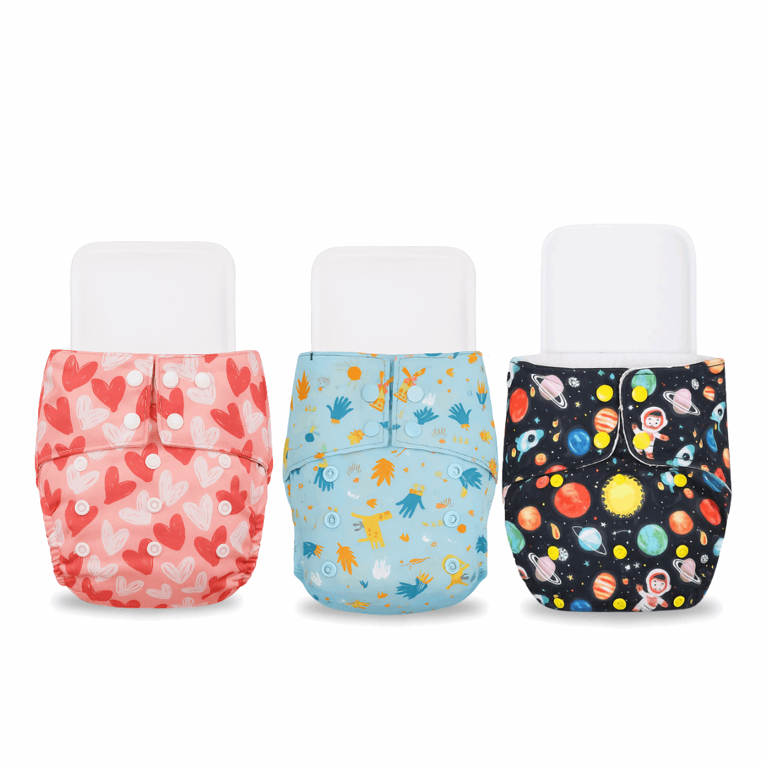 Little Pea Adjustable Cloth Diapers Pack of 3 (3 Months to 3 Years)
