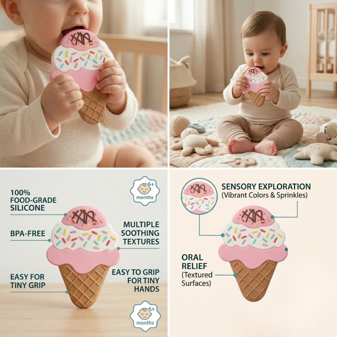 Teether Combo Pack for Babies – 3 Cute Silicone Teethers