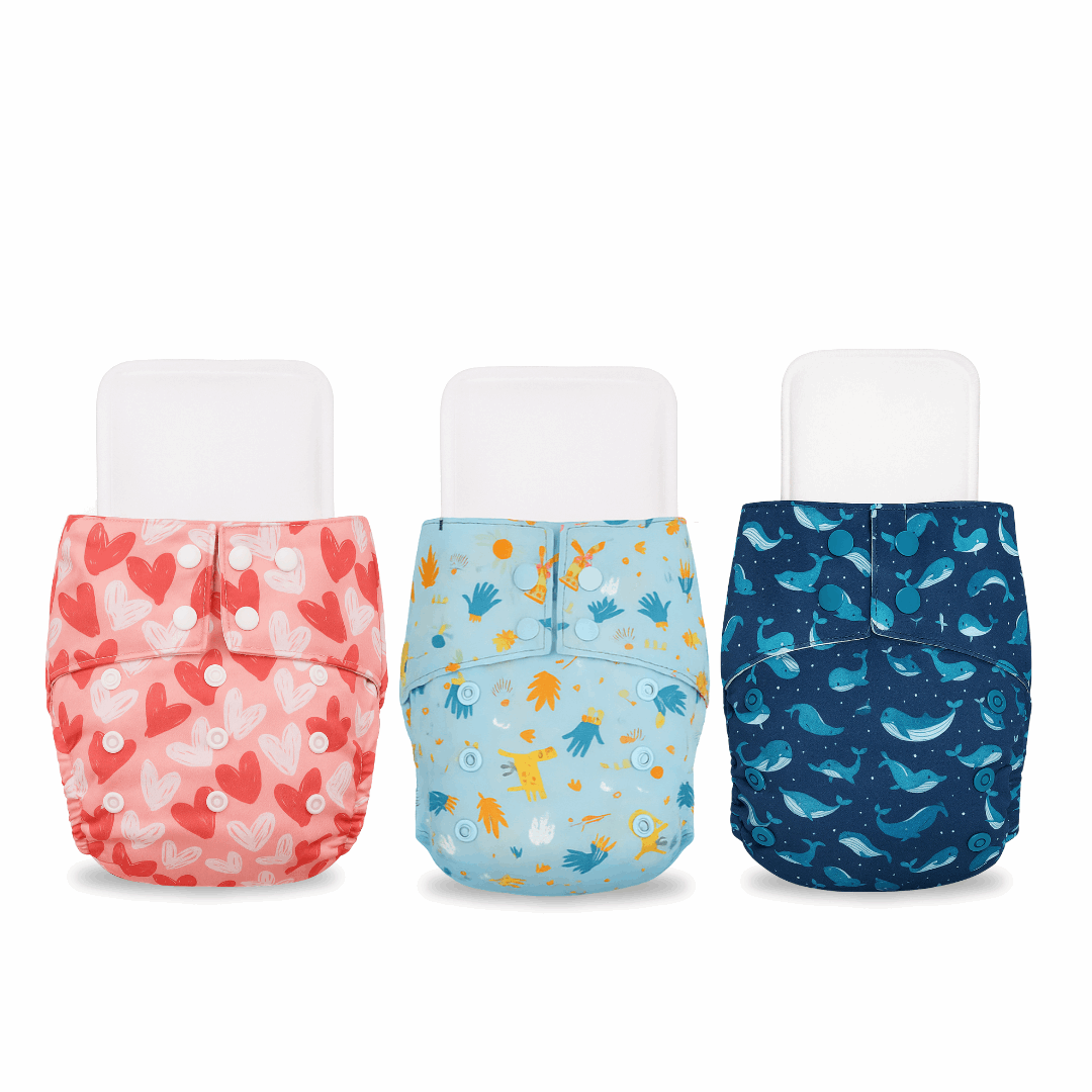 Little Pea Adjustable Cloth Diapers Pack of 3 (3 Months to 3 Years)
