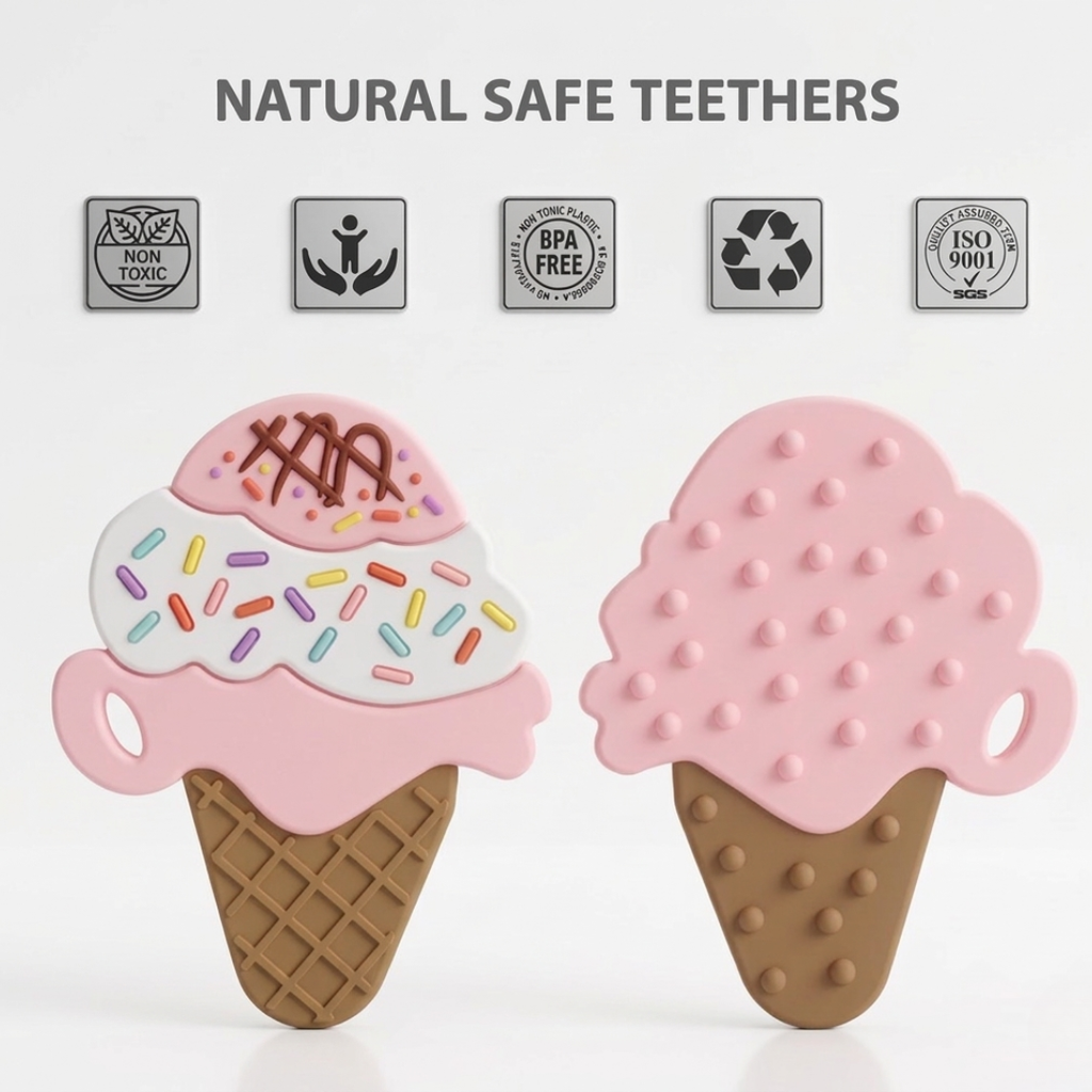 Teether Combo Pack for Babies – 3 Cute Silicone Teethers