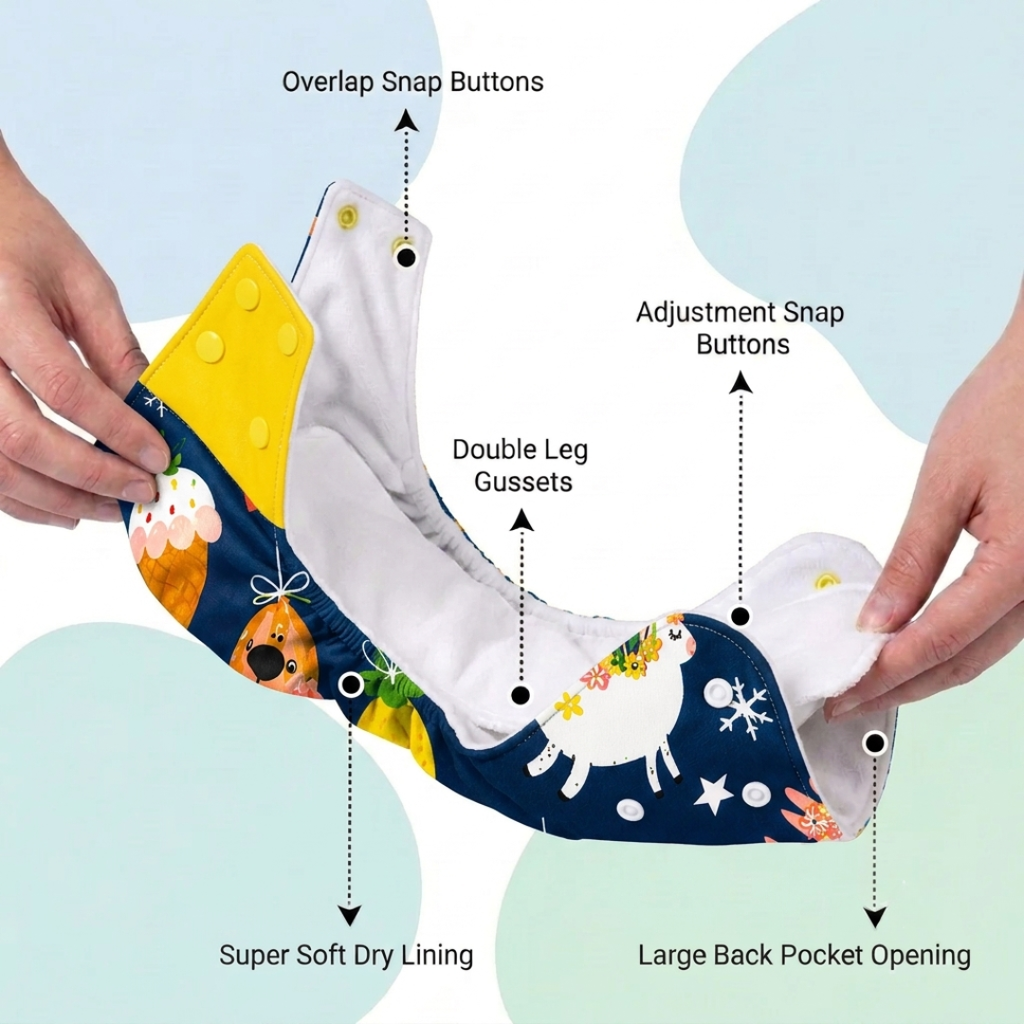 Reusable Cloth Diapers (Pack of 3) – Leak-Proof