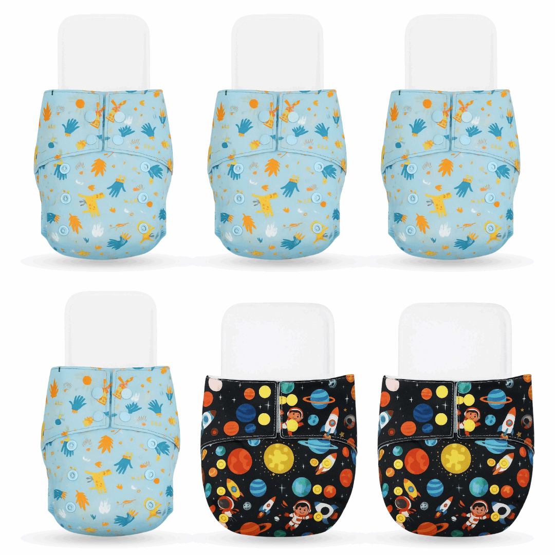 Reusable Cloth Diapers (Pack of 6) – Leak-Proof pack of 6 multicolour set - 03