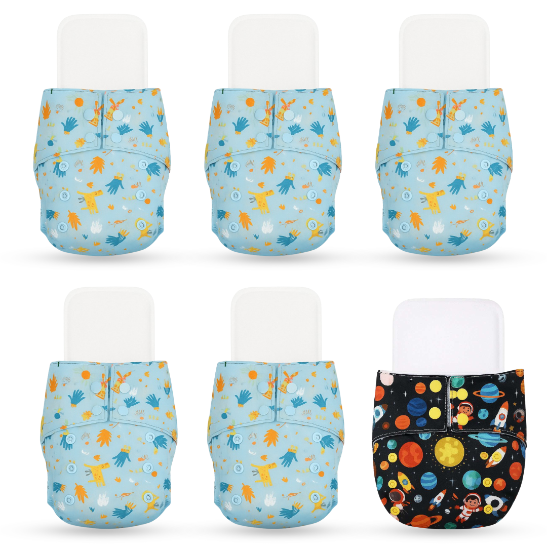 Reusable Cloth Diapers (Pack of 6) – Leak-Proof pack of 6 multicolour set - 3