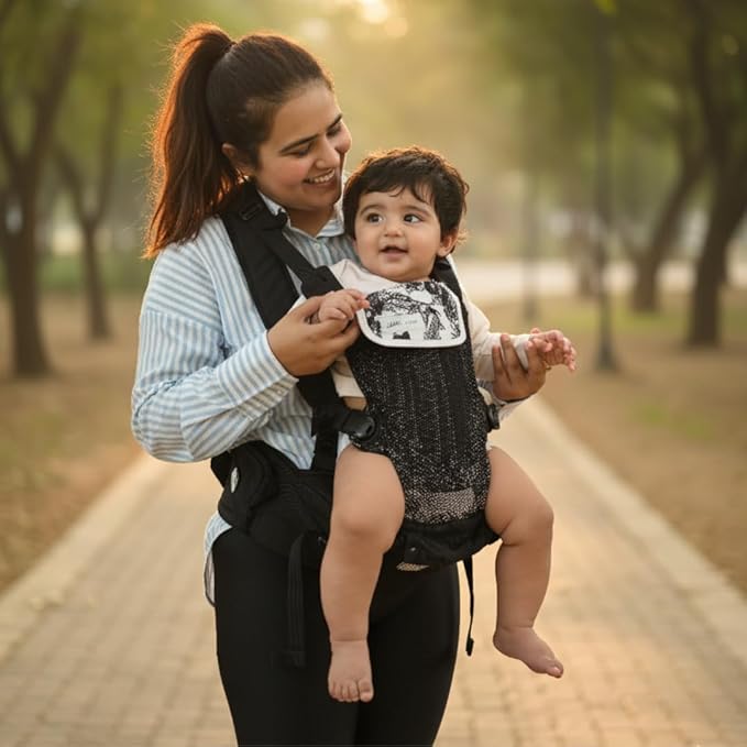 6-in-1 Ergonomic Baby Carrier with Detachable Hip Seat – Blue & Black (4–24 Months)