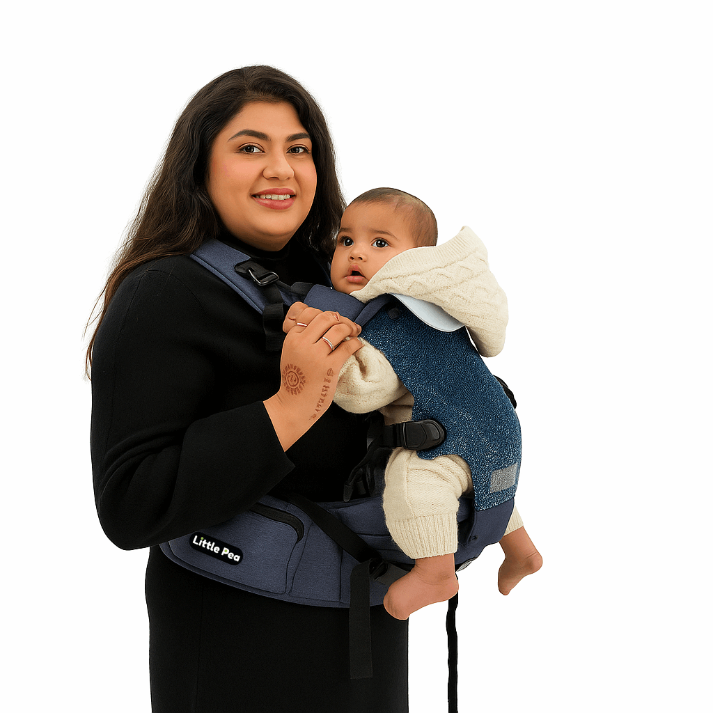 6-in-1 Ergonomic Baby Carrier with Detachable Hip Seat – Blue & Black (4–24 Months)