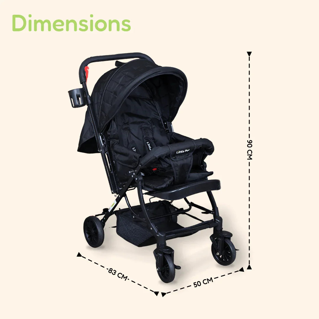 Vista Baby Stroller – Reversible Handle, Multi-Recline, Black (Newborn to 5 Years)