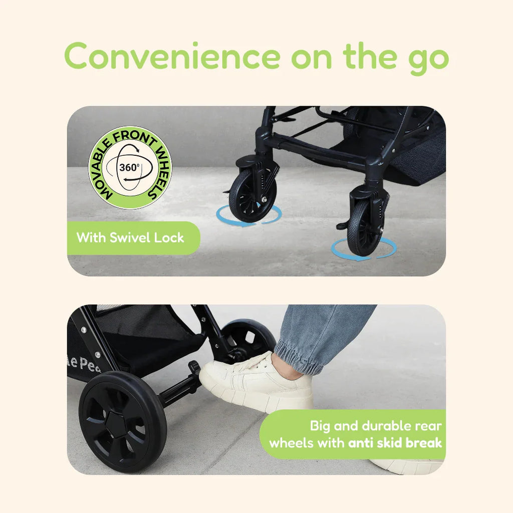 Vista Baby Stroller – Reversible Handle, Multi-Recline, Black (Newborn to 5 Years)