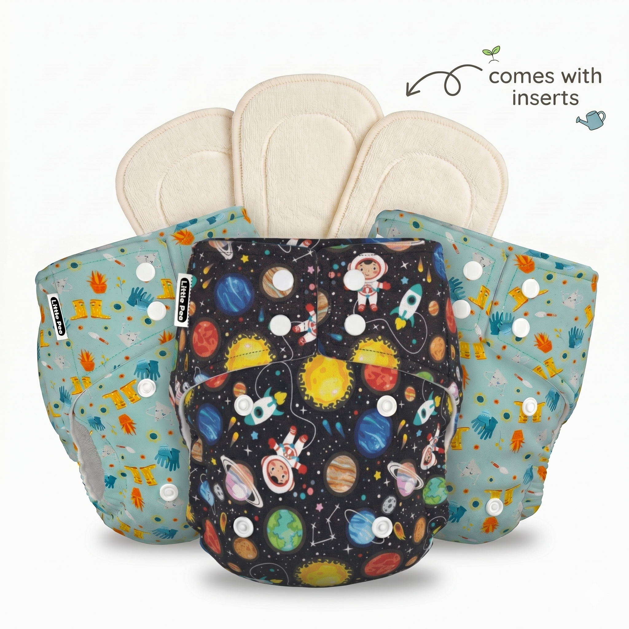 Reusable Cloth Diapers (Pack of 3) – Leak-Proof Playful+Space+Playful