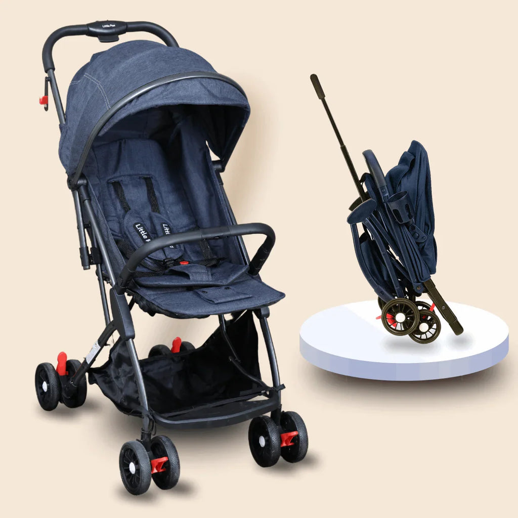 Compact Tour Stroller – Auto Fold, Pull Handle & Mosquito Net