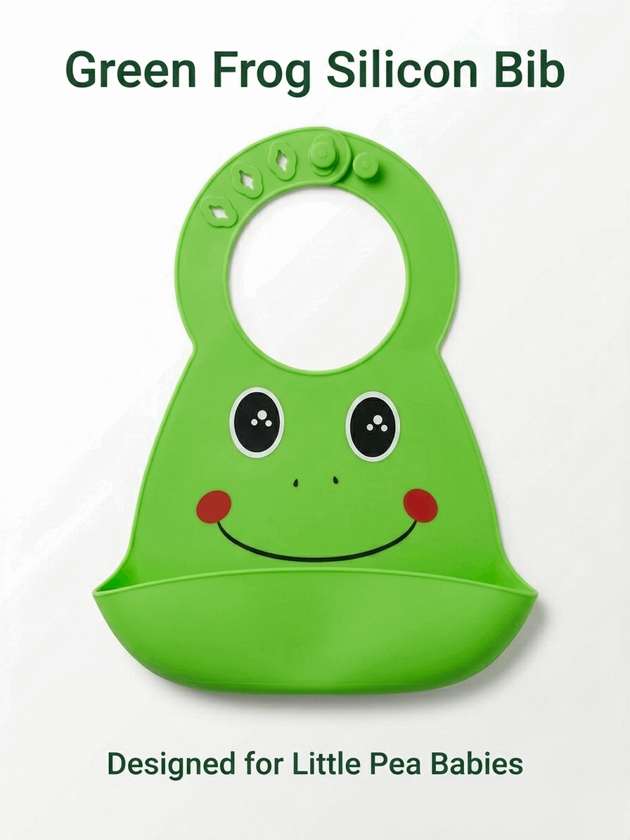 Silicone Baby Bib with Food Catcher Green