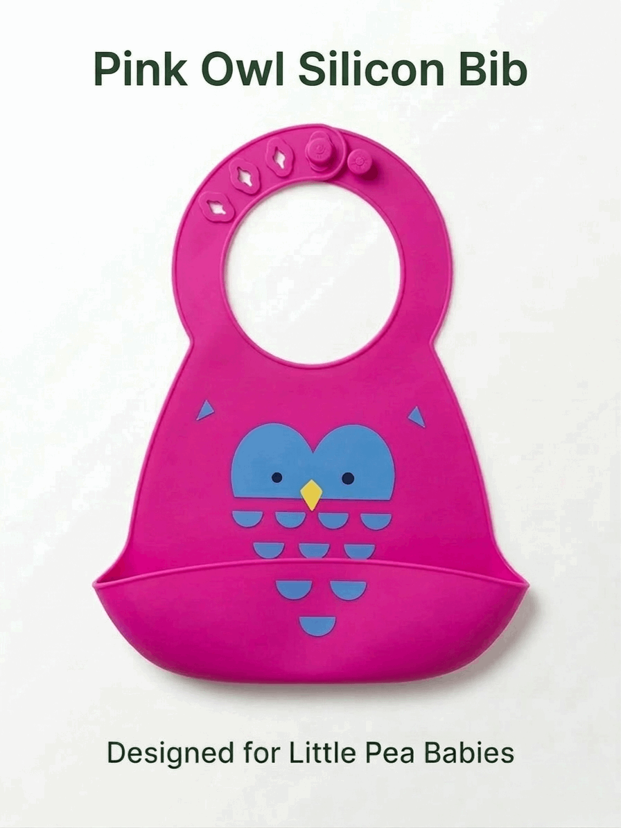 Silicone Baby Bib with Food Catcher Pink