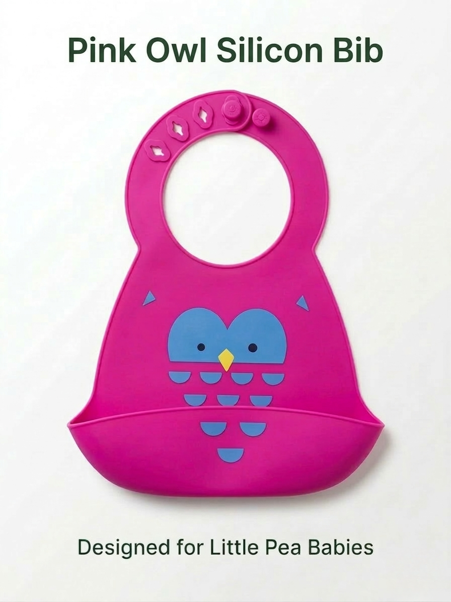 Silicone Baby Bib with Food Catcher Pink