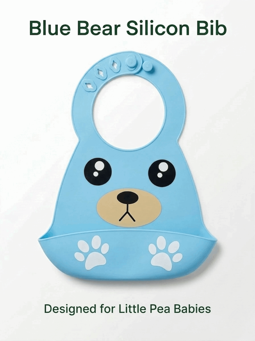 Silicone Baby Bib with Food Catcher Blue