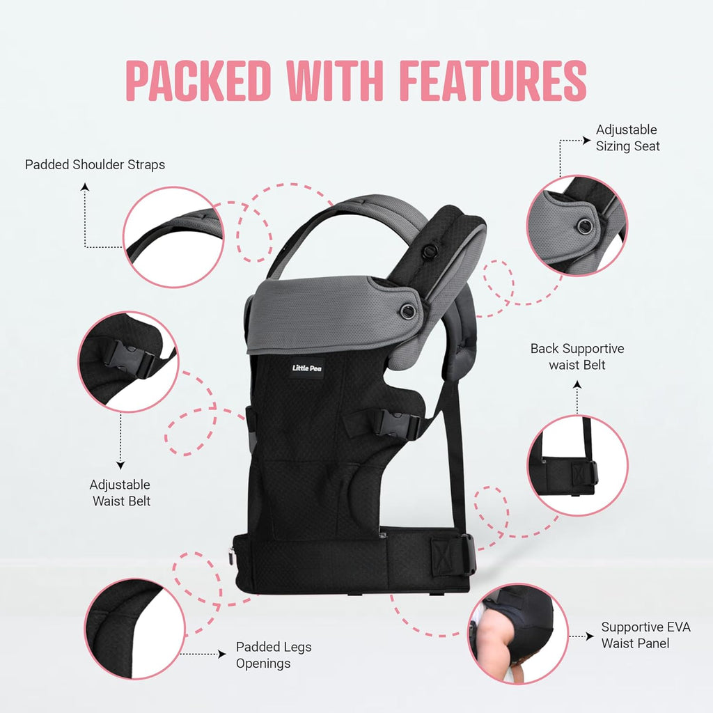 4-in-1 Ergonomic Kangaroo Baby Carrier  – M-Position Support