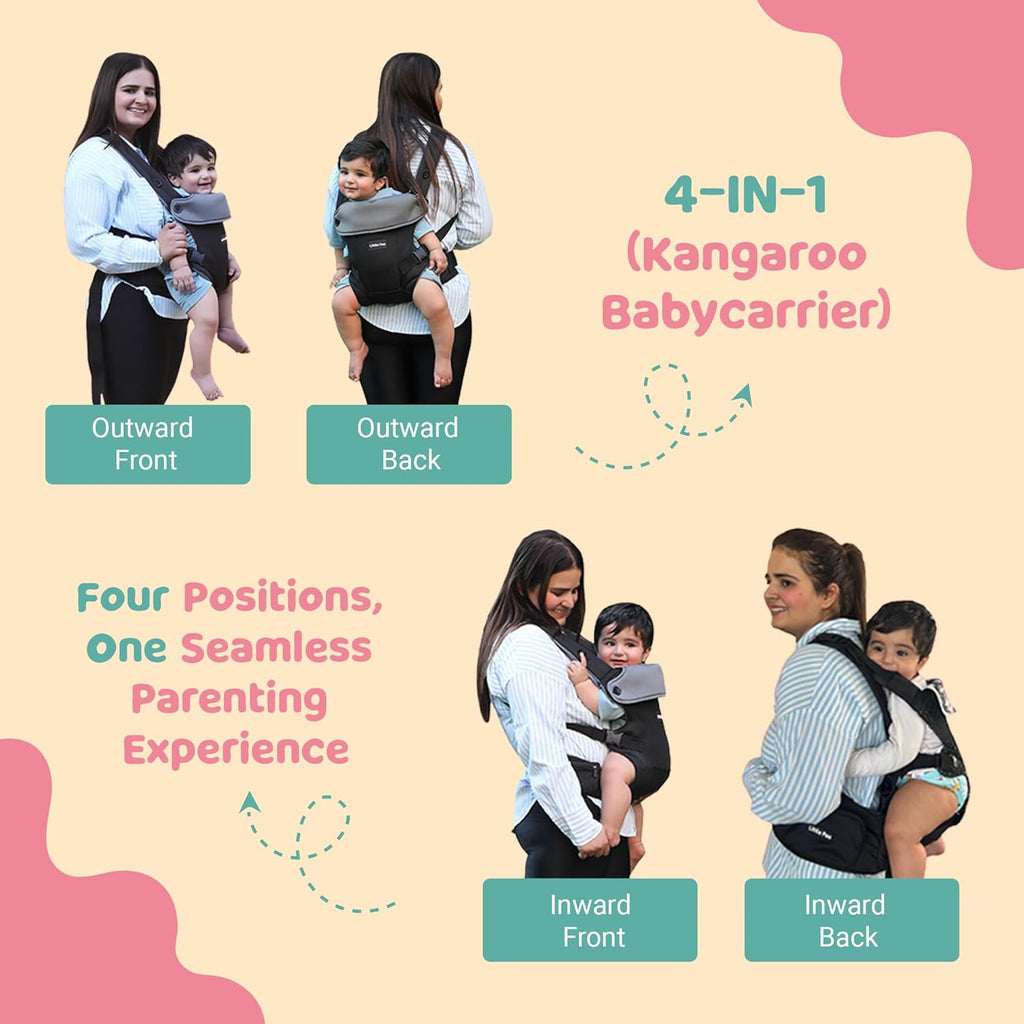 4-in-1 Ergonomic Kangaroo Baby Carrier  – M-Position Support