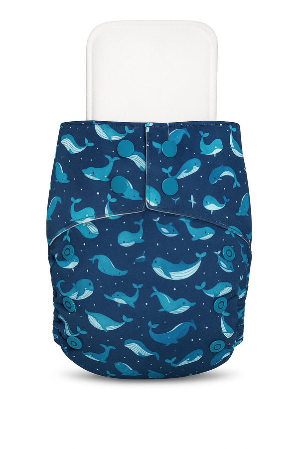 Cloth Diapers with Insert and Free Wet Bag | Ocean Adventure - Pack of 1