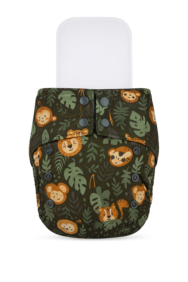 Cloth Diapers with Insert and Free Wet Bag | Jungle Jive - Pack of 1