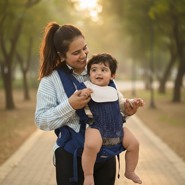 6-in-1 Ergonomic Baby Carrier with Detachable Hip Seat – Blue (4–24 Months)